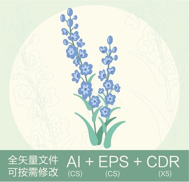 卡通可愛藍色花朵