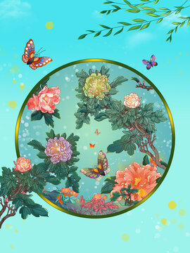 春季蔬果花卉牡丹插畫(huà)