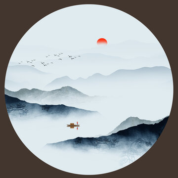 水墨山