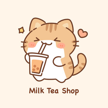 喝飲料的小貓