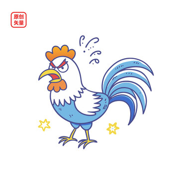 矢量插圖動(dòng)物簡(jiǎn)約憤怒公雞