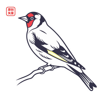 矢量插圖動(dòng)物鳥(niǎo)枝頭小鳥(niǎo)