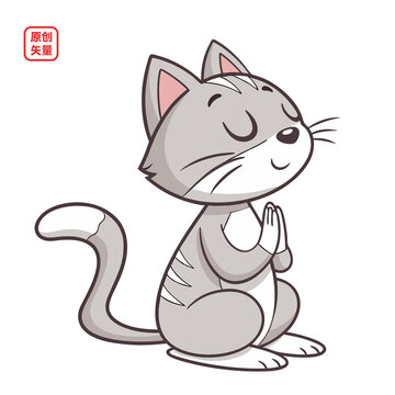 矢量插圖動物祈福萌寵小貓