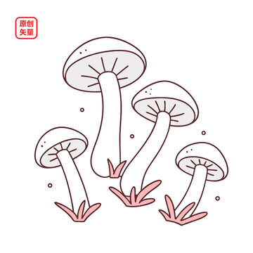 矢量插圖菌菇簡(jiǎn)約蘑菇