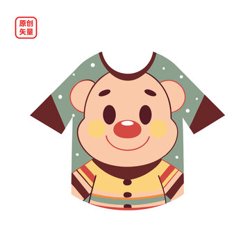 矢量插圖衣服簡約小熊T恤