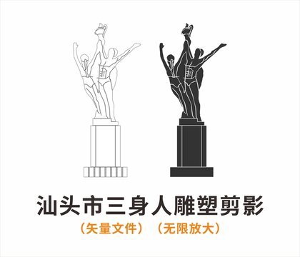 汕頭市三身人剪影