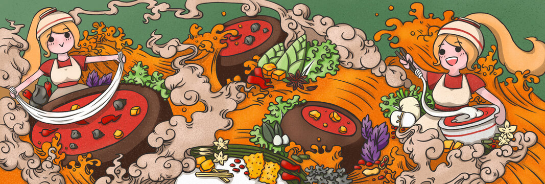 螺螄粉手繪插畫包裝設計