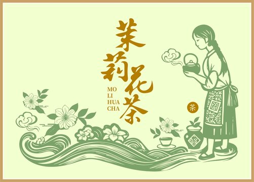 茉莉花茶插畫(huà)