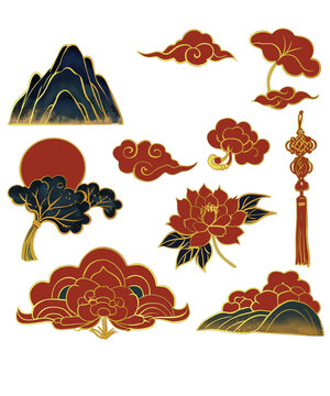 國潮小元素山祥云