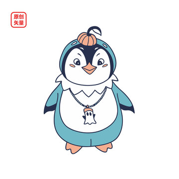 矢量插圖動物簡約可愛小企鵝