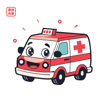 矢量插圖車輛卡通救護(hù)車