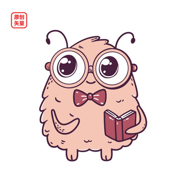 矢量插圖動物戴蝴蝶結小獸