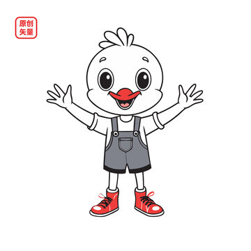 矢量插圖動物簡約卡通小鴨子
