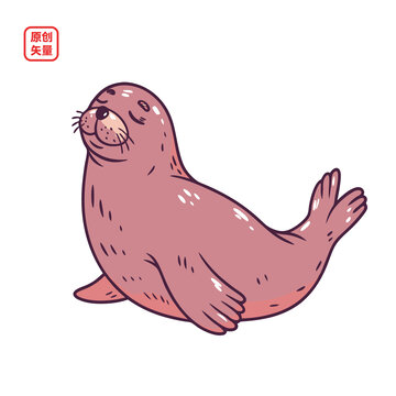 矢量插圖動物卡通海豹