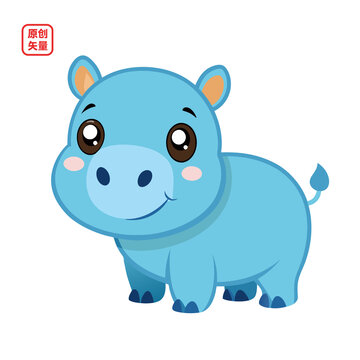 矢量插圖動(dòng)物可愛河馬寶寶