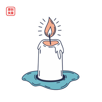 矢量插圖動(dòng)物物品燃燒蠟燭
