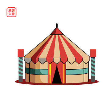 矢量插圖蒙古建筑特色蒙古包