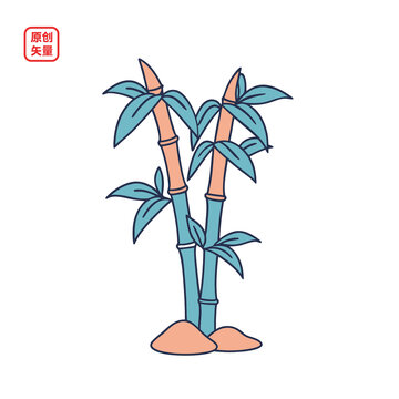 矢量插圖植物一棵竹子