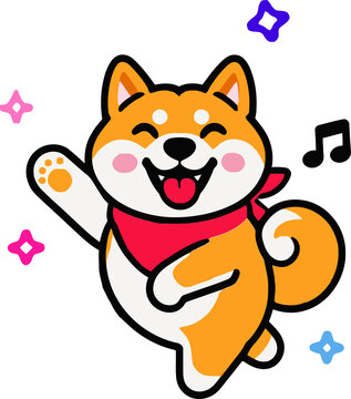 跳舞狗柴犬卡通形象圖案