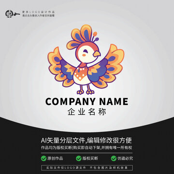 設(shè)計(jì)師卡通孔雀LOGO