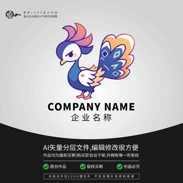 卡通LOGO孔雀滑冰