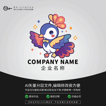 孔雀卡通LOGO香