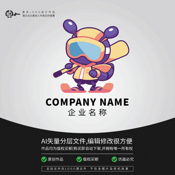 滑雪LOGO蟋蟀卡通