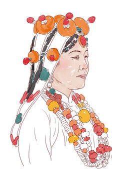 高原女孩藏族人物速寫(xiě)寫(xiě)生