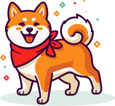 狗柴犬卡通圖案圖標(biāo)插圖卡通