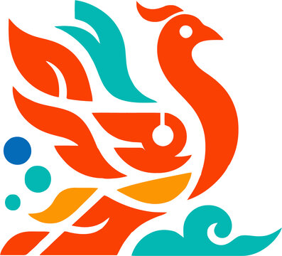 鳳凰圖案矢量分層素材