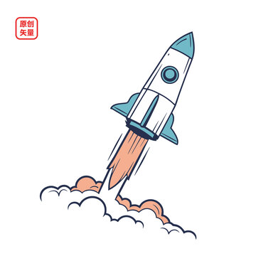 矢量插圖科技發(fā)射火箭