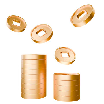 金幣高清png立體3d組合