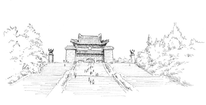 江蘇南京中山陵鋼筆畫