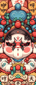 京劇國潮插畫生旦凈末丑戲曲國潮風(fēng)