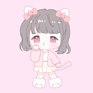可愛(ài)Q版女孩立繪插畫