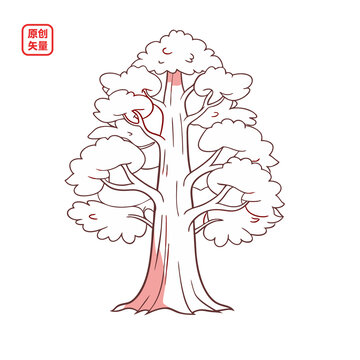 矢量插圖植物簡(jiǎn)約茁壯成長(zhǎng)大樹(shù)