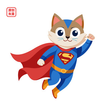 矢量插圖動物超級英雄小貓
