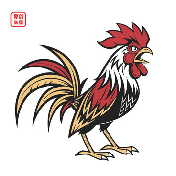 矢量插圖動物憤怒公雞