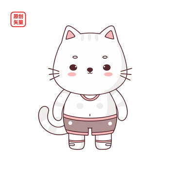 矢量插圖動物簡約可愛小貓
