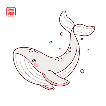矢量插圖動物簡約線條鯨魚