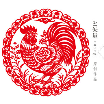 雞年剪紙窗花