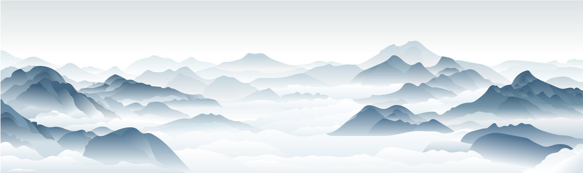 矢量山脈山峰中式山水