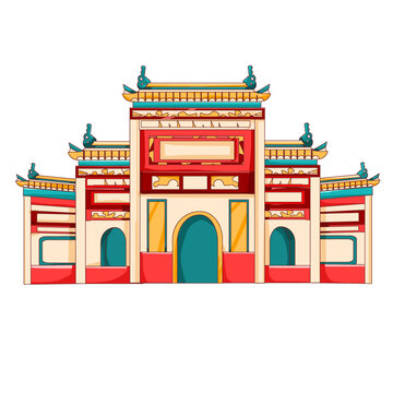 國潮風(fēng)長沙地標(biāo)古建筑開福寺