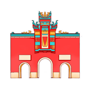 國潮風(fēng)長沙地標(biāo)古建筑火宮殿