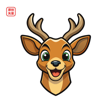 矢量插圖動物開心小鹿頭像
