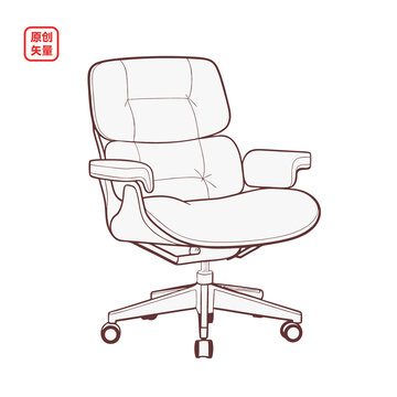 矢量插圖家具簡(jiǎn)約線條辦公椅