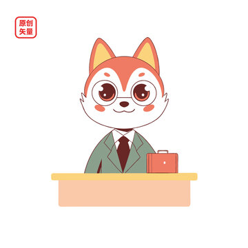 矢量插圖動(dòng)物簡(jiǎn)約職場(chǎng)小狗哈士奇