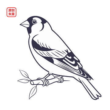 矢量插圖動(dòng)物鳥枝頭小鳥