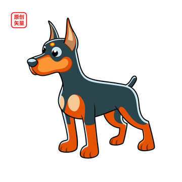 矢量插圖動(dòng)物萌寵杜賓犬