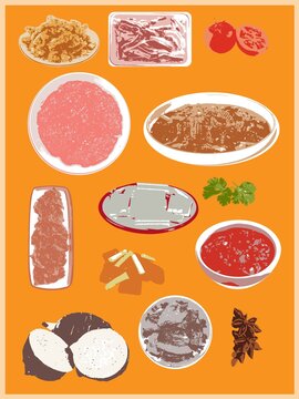 插畫貼圖貼紙元素裝飾食材火鍋菜品插畫包裝
